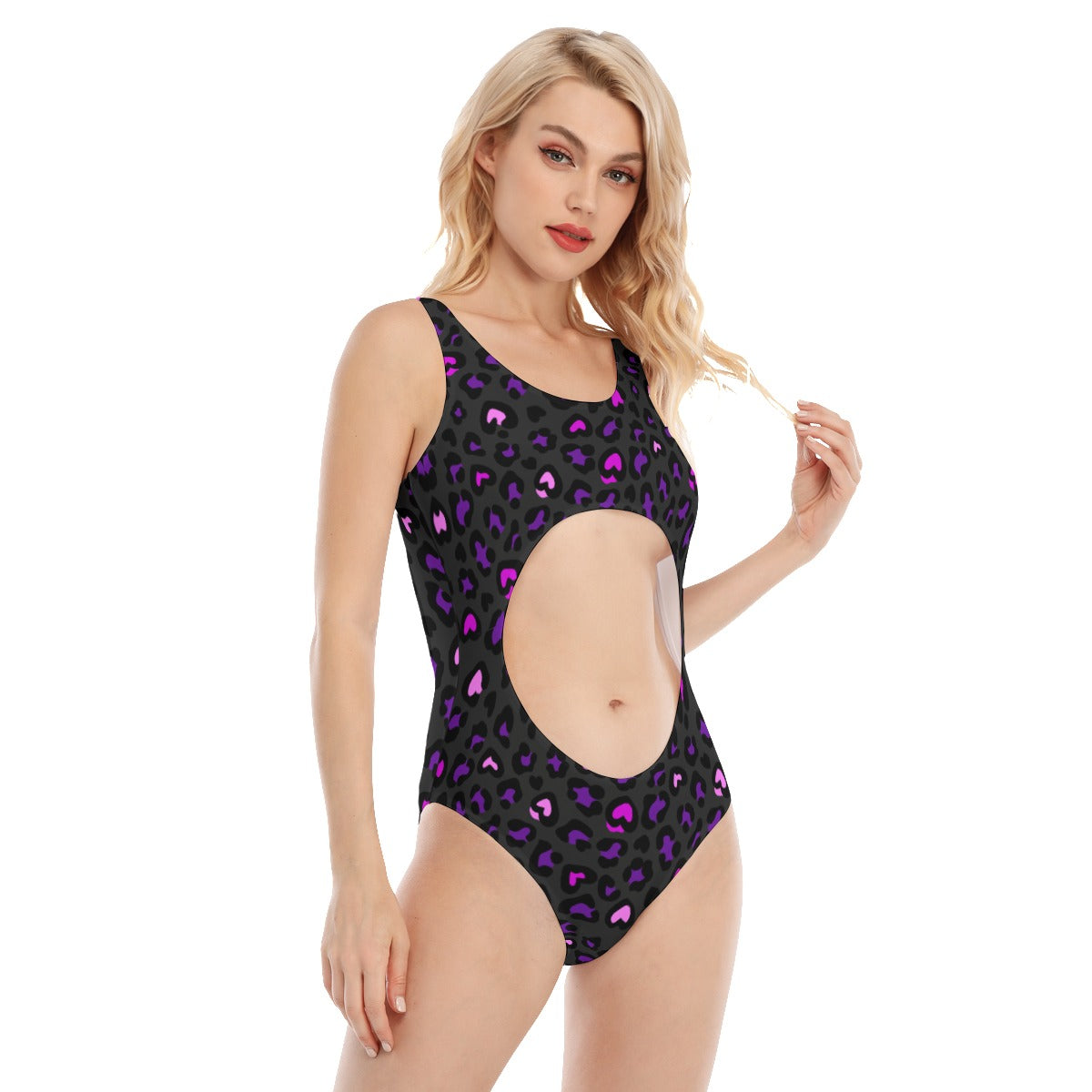 Jag Print Navel Back Hollow One-piece Swimsuit