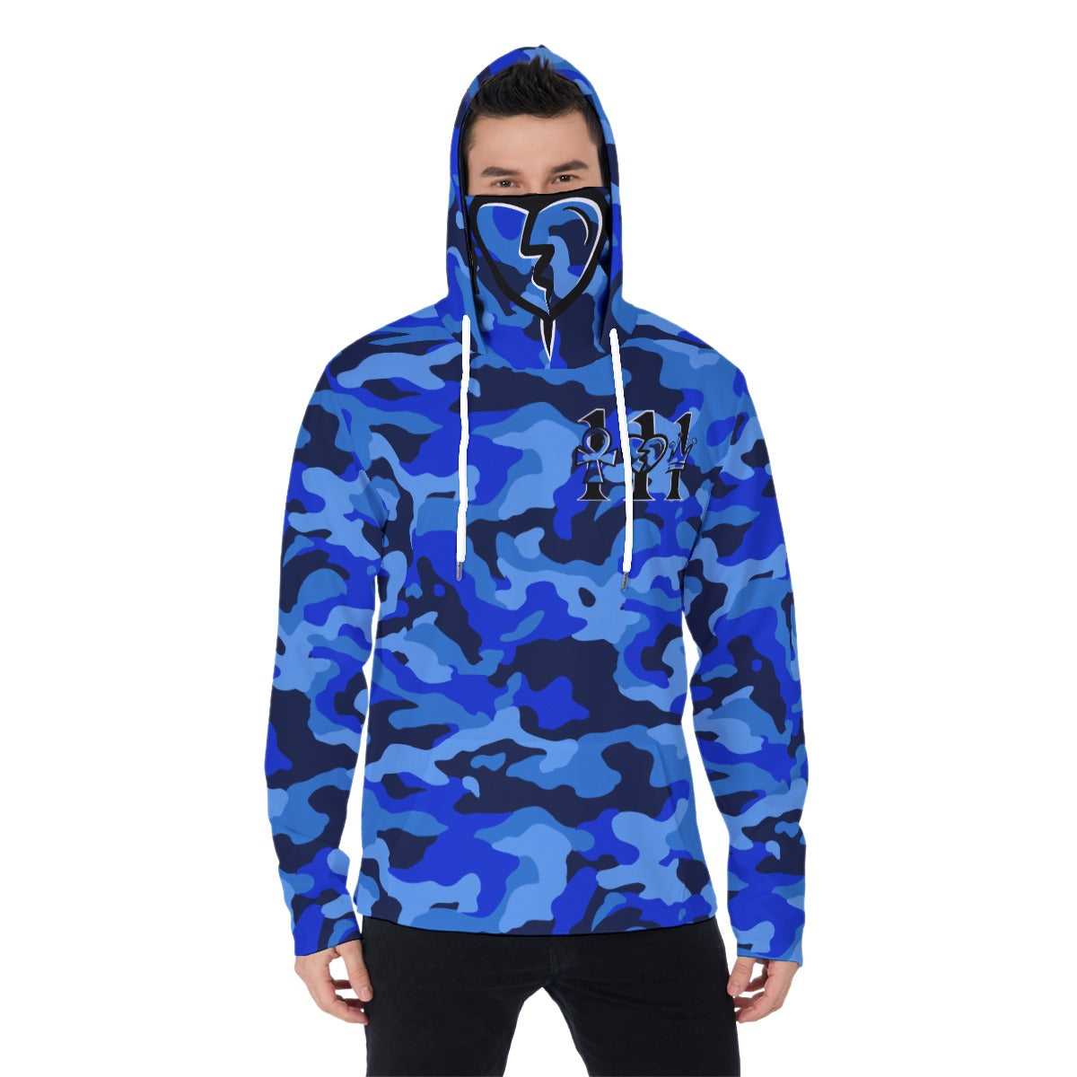 111 BLUE 22 CAMO Hoodie With Mask – Place Your Print On The World