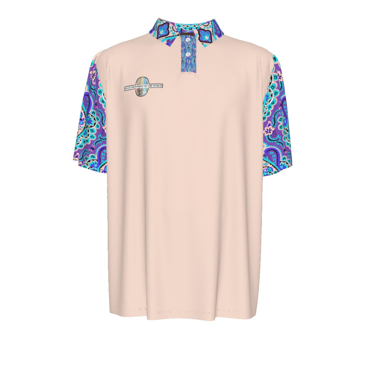 Tribal Polo Shirt- Peach Pastel Blue